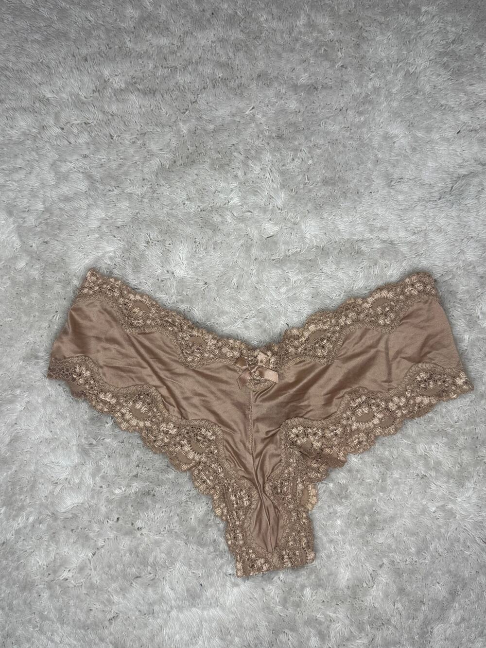NWOT Victoria’s Secret Cheeky Nude Lace Satin Panty XS 2016